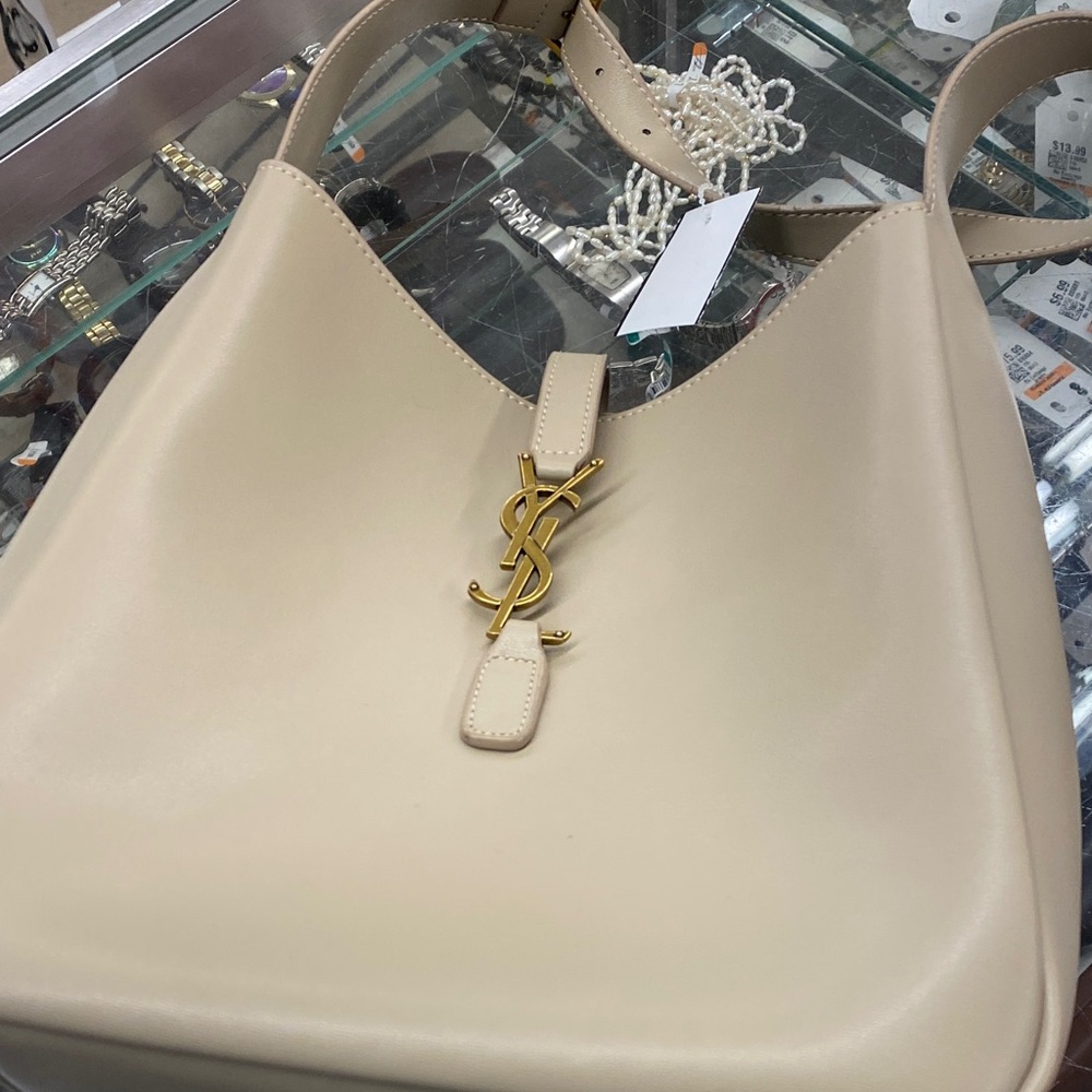 Yves Saint Laurent Beige Shoulder Bag with Gold Accent